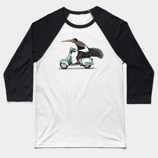 Anteater on a Vespa - Green Baseball T-Shirt